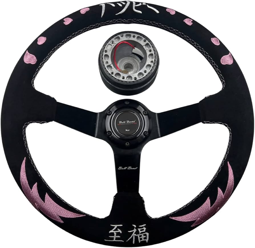 Amazon.com: Street Bliss Pink Deep Dish Steering Wheel Hub Kit For
